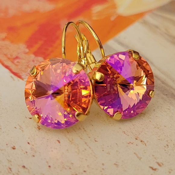 Austrian Crystal Earrings in Gold - Picture 7 of 14